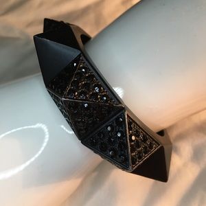 BCBG Black Matte Crystal Studded Cuff Bracelet